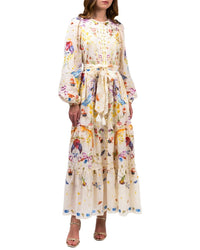 Marchesa Notte Threadwork Voile Maxi Dress