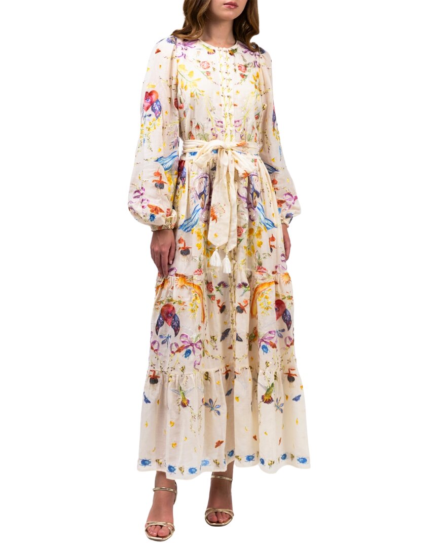 Marchesa Notte Threadwork Voile Maxi Dress
