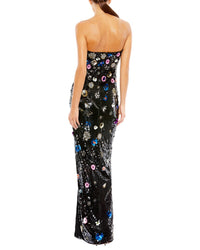 Mac Duggal Mac Duggal Floral Sequined Strapless Column Gown