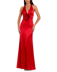Mac Duggal Mac Duggal Fitted Satin V-Neck Gown