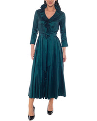 Oleg Cassini Oleg Cassini Ruffle Collar Shirt Dress