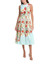Teri Jon by Rickie Freeman Teri Jon By Rickie Freeman Print Box Pleat Fit N Flare Midi Dress