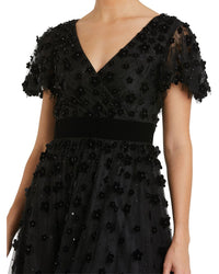 Mac Duggal Embellished Velvet Midi Dress