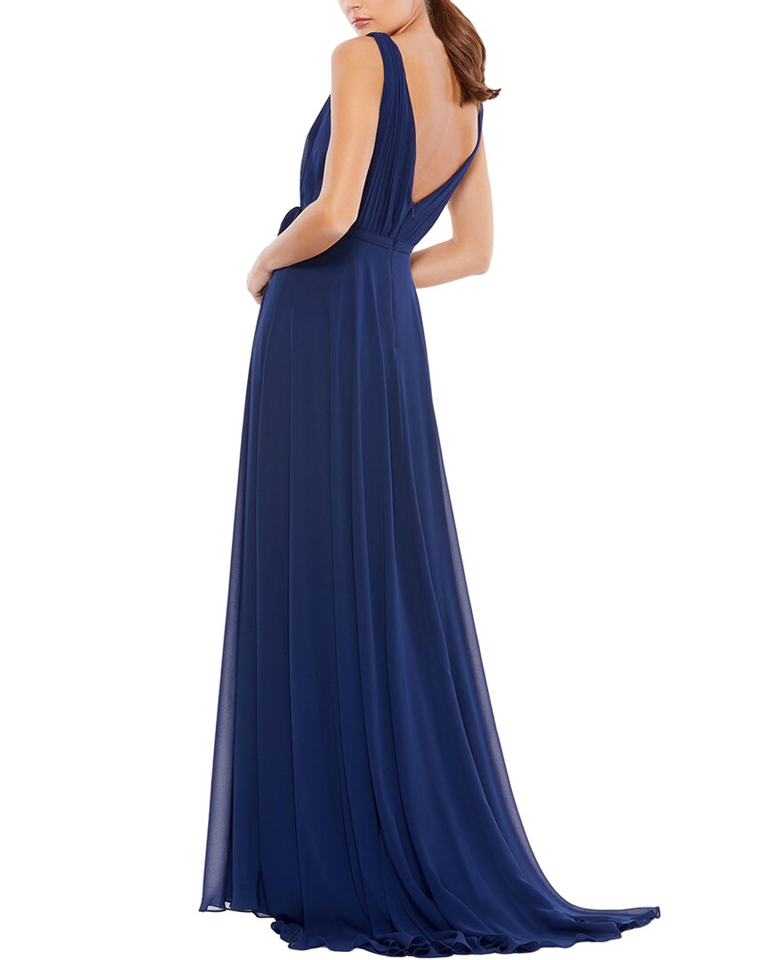 Mac Duggal Mac Duggal Pleated V-Neck Draped Tie Gown