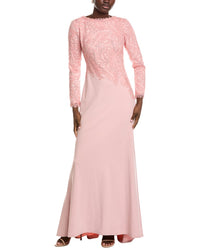 Tadashi Shoji Caliste Embroidered Crepe Gown