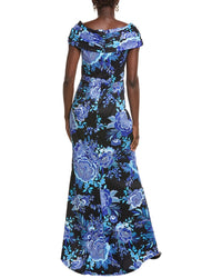 Tadashi Shoji Leticia Floral Waterfall Flounce Gown