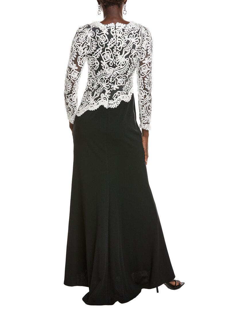 Tadashi Shoji Randall Embroidered Crepe Gown