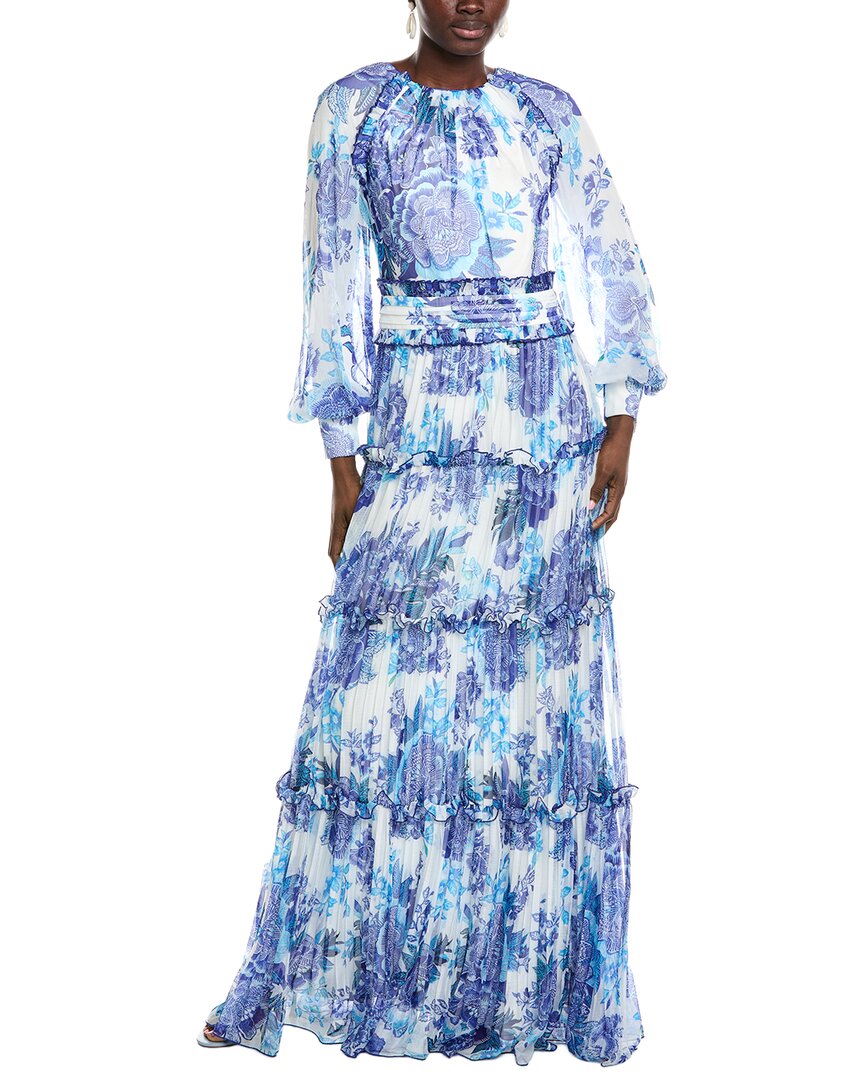 Tadashi Shoji Atlas Pleated Floral Print Gown