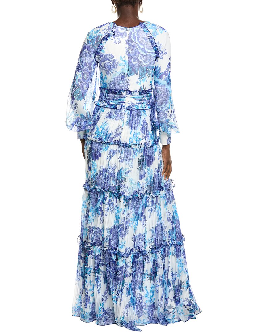 Tadashi Shoji Atlas Pleated Floral Print Gown
