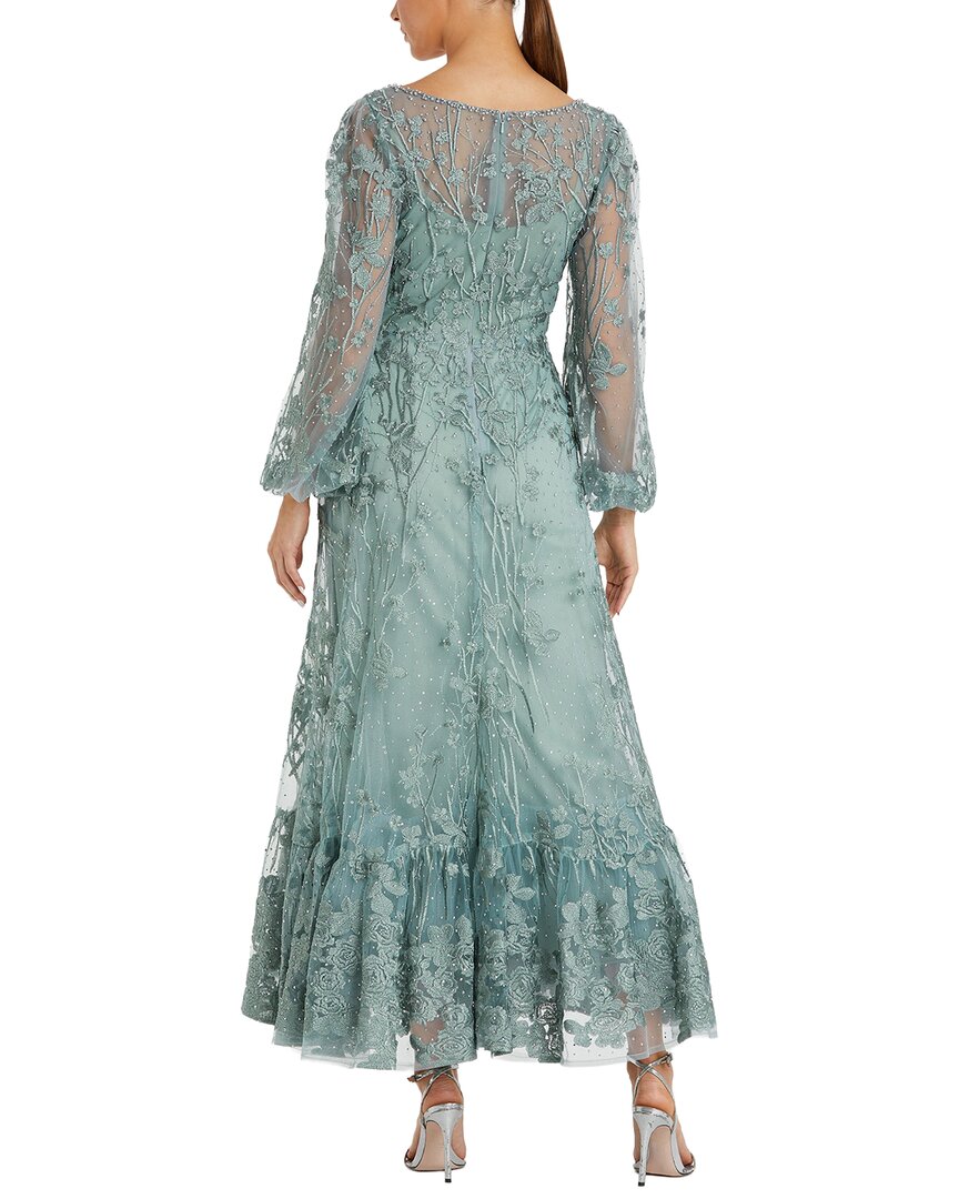 Mac Duggal Mac Duggal V-Neck Mech Puff Sleeve A-Line Embellished Dress