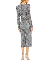Mac Duggal Mac Duggal Embellished Faux Wrap Puff Sleeve Dress