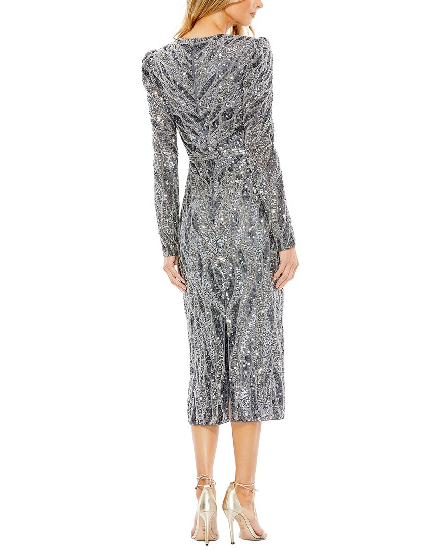 Mac Duggal Mac Duggal Embellished Faux Wrap Puff Sleeve Dress