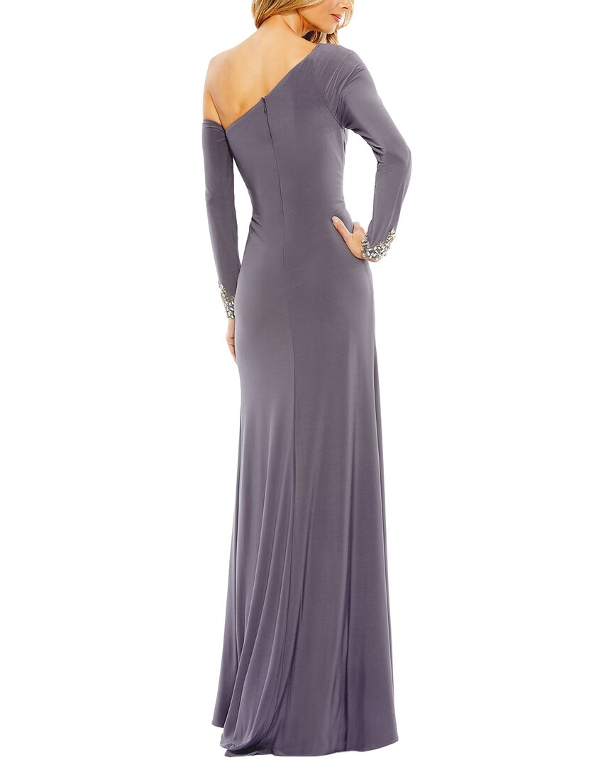 Mac Duggal Side Twist Drop Shoulder Beaded Cuff Gown