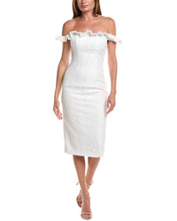 Rene Ruiz Rene Ruiz Off-The-Shoulder Midi Column Gown