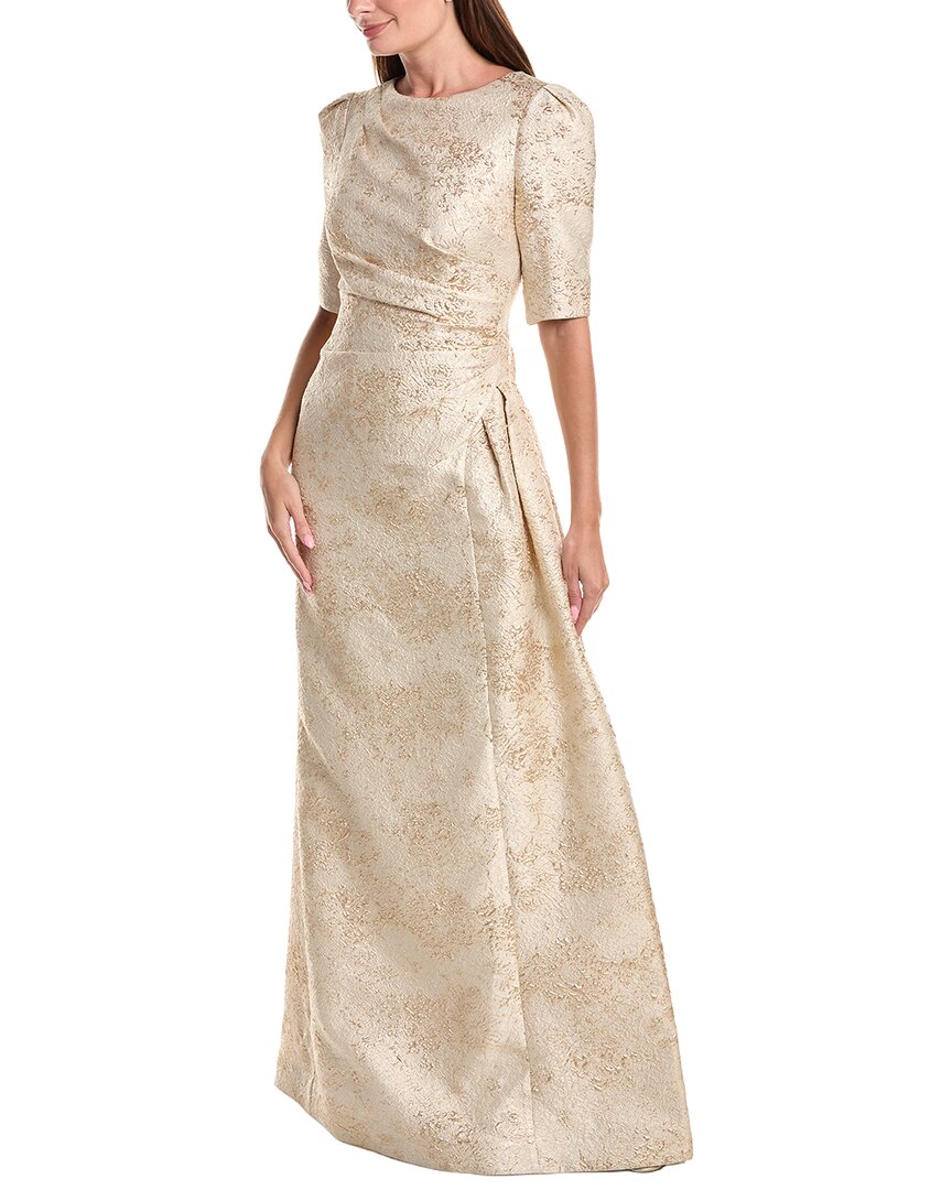 Teri Jon by Rickie Freeman Teri Jon By Rickie Freeman Metallic Jacquard Side Drape Gown