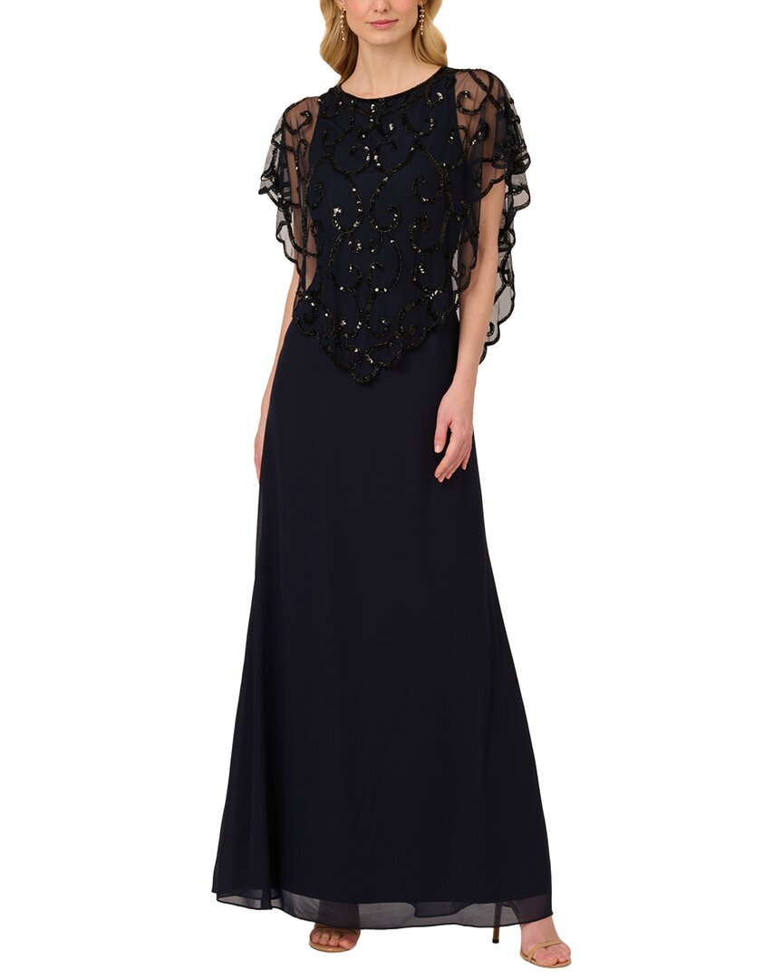 Adrianna Papell Adrianna Papell Beaded Chiffon Long Gown