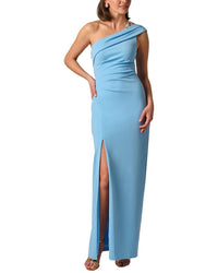 Adrianna Papell Adrianna Papell One Shoulder Stretch Crepe Gown