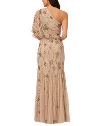 Adrianna Papell One Shoulder Beaded Blouson Mermaid Gown