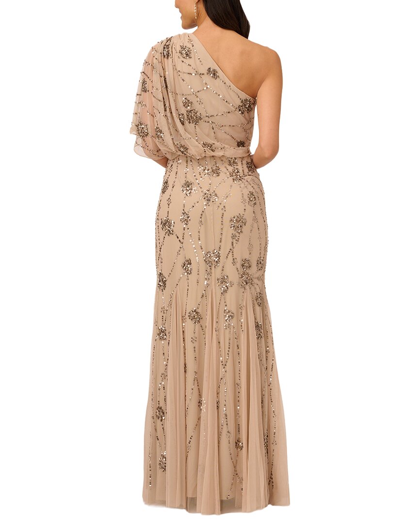 Adrianna Papell One Shoulder Beaded Blouson Mermaid Gown