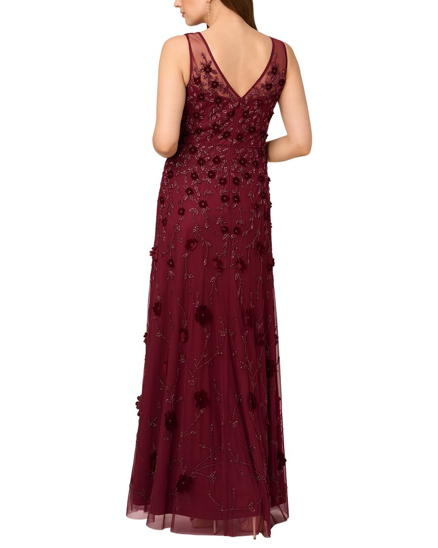 Adrianna Papell Beaded Mesh Illusion Gown