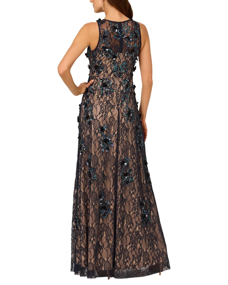 Adrianna Papell Sleeveless Beaded Lace Long Gown