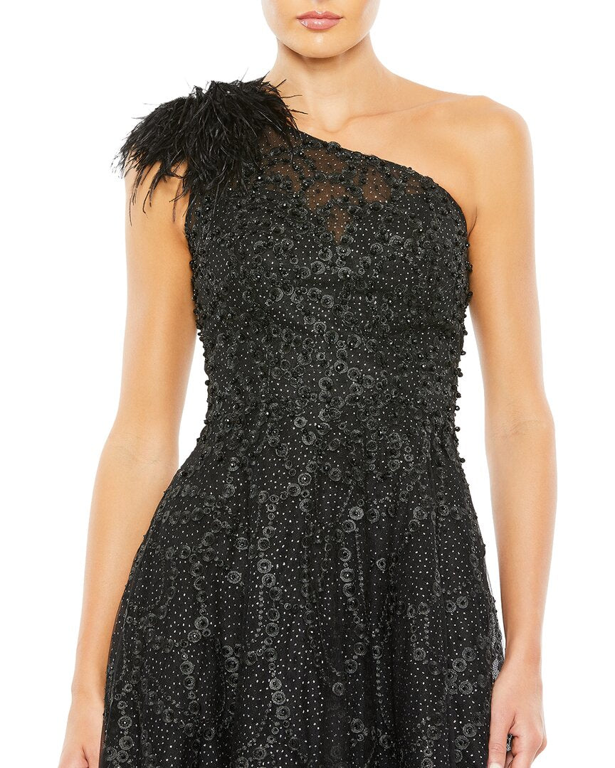 Mac Duggal Embellished One Shoulder A Line Gown