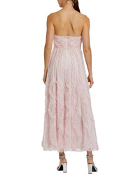 Mac Duggal Mesh Micro Ruffle Strapless A Line Ankle Dress