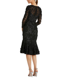 Mac Duggal Floral Applique Long Sleeve Cocktail Dress