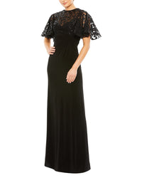 Mac Duggal Embellished Butterfly Sleeve Gown