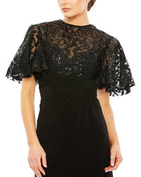 Mac Duggal Embellished Butterfly Sleeve Gown