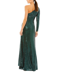 Mac Duggal Sequined One Sleeve Draped Gown