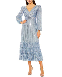 Mac Duggal Mac Duggal Tiered Ruffle Tea Length Dress