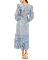 Mac Duggal Mac Duggal Tiered Ruffle Tea Length Dress