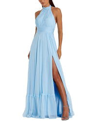 Mac Duggal Mac Duggal Tiered Chiffon Halter Gown