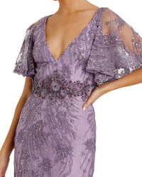 Mac Duggal Flutter Sleeve Gown