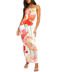TAZGA Tazga Sleeveless Print Midi Dress