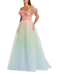 Mac Duggal Mac Duggal Off The Shoulder Ombre Tulle Ballgown