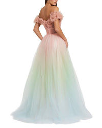 Mac Duggal Mac Duggal Off The Shoulder Ombre Tulle Ballgown