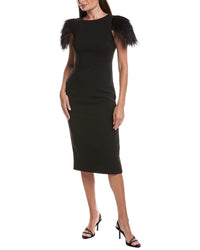 Badgley Mischka Badgley Mischka Feather Shoulder Cocktail Dress