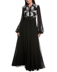Badgley Mischka Badgley Mischka Floral Embroidered Shirt Dress