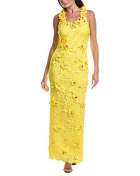 Badgley Mischka Badgley Mischka Scuba 3D Flowers Gown