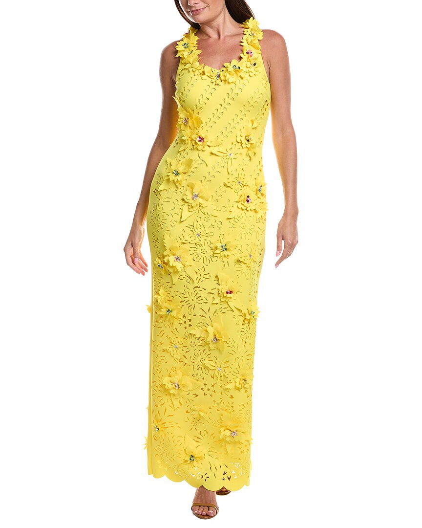 Badgley Mischka Badgley Mischka Scuba 3D Flowers Gown