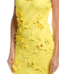 Badgley Mischka Badgley Mischka Scuba 3D Flowers Gown