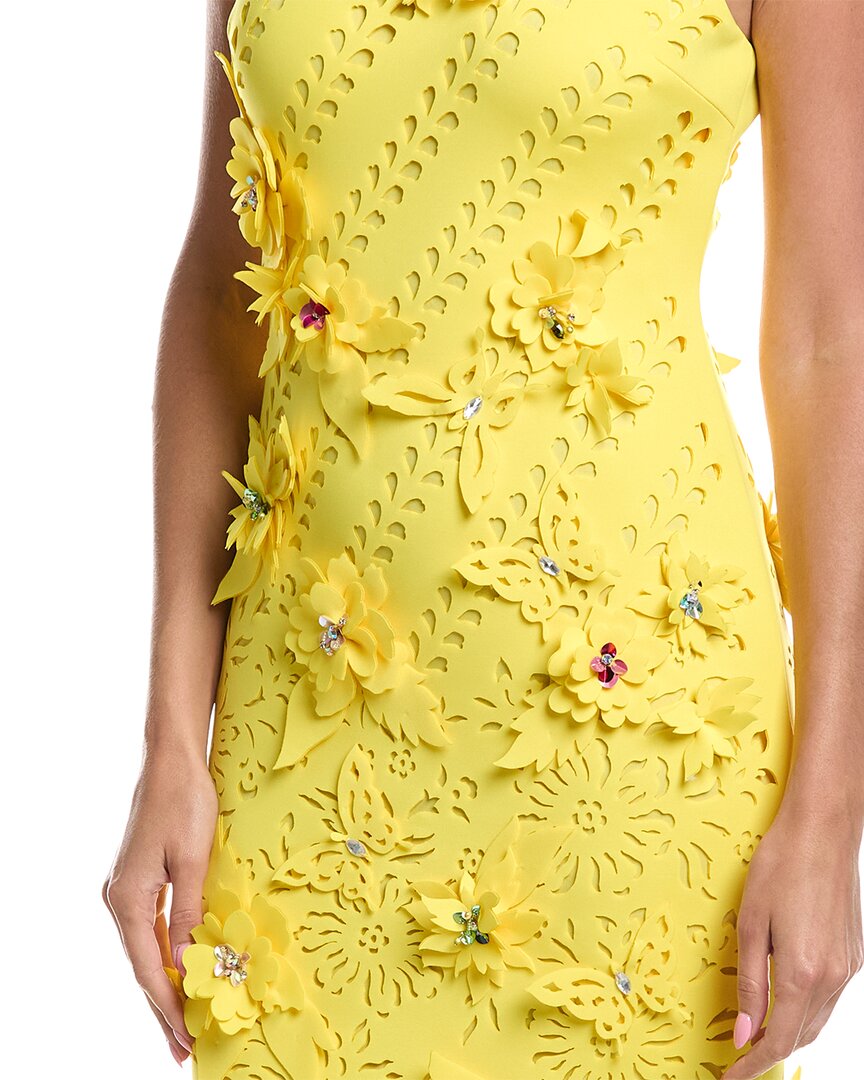 Badgley Mischka Badgley Mischka Scuba 3D Flowers Gown