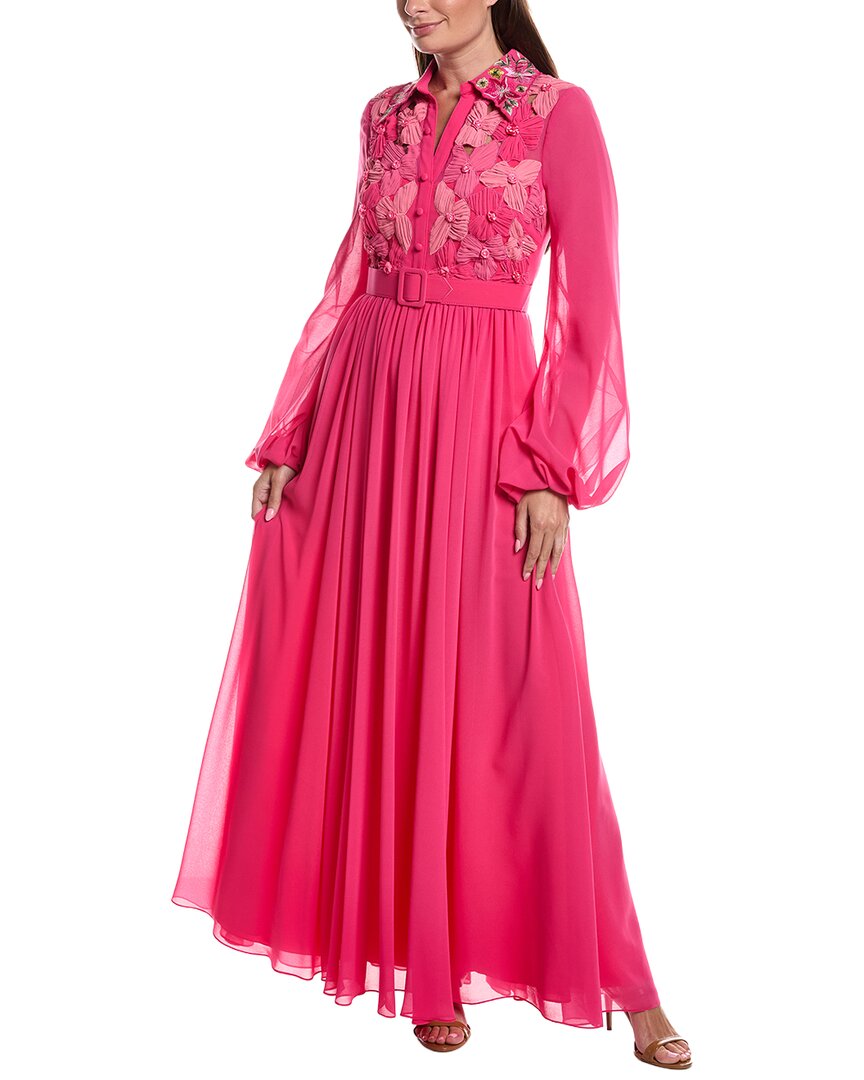 Badgley Mischka Badgley Mischka Floral Embroidered Shirt Dress