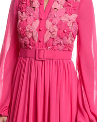 Badgley Mischka Badgley Mischka Floral Embroidered Shirt Dress