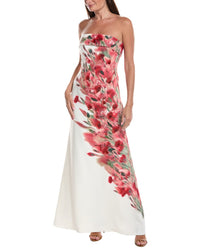 Badgley Mischka Badgley Mischka Floral Placement Strapless Column Gown