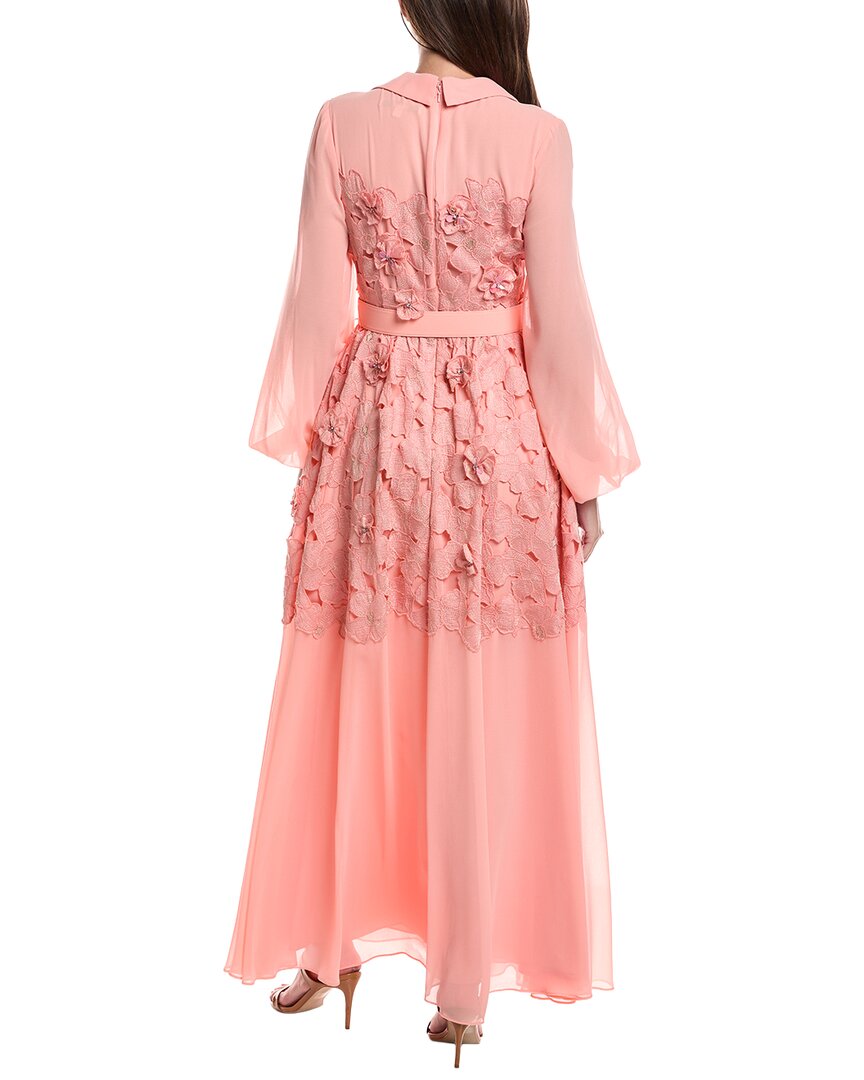 Badgley Mischka Badgley Mischka Floral Lace Shirt Gown