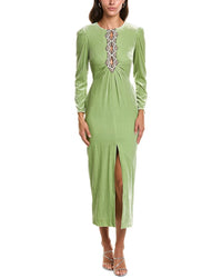 SALONI Saloni Jinx Stretch Velvet Silk-Blend Midi Dress
