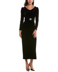 SALONI Saloni Jinx Stretch Velvet Silk-Blend Midi Dress